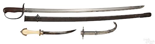 Japanese cavalry sword and scabbard, etc.