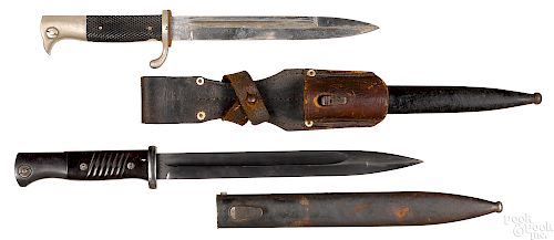 Two WWII German K98 bayonets and scabbards