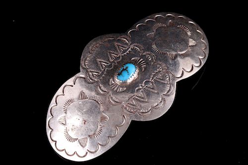 Old Pawn Navajo Silver and Turquoise Brooch