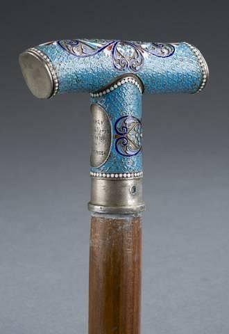 Russian silver and enamel cane.