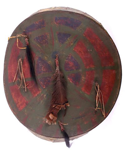 Sioux Polychrome Painted War Shield c. 1860-80
