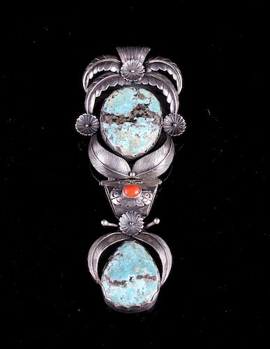 Navajo Sterling Silver & Morenci Turquoise Pendant