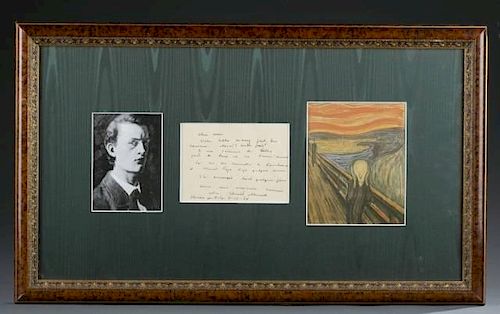 Edvard Munch signed letter, 1936.