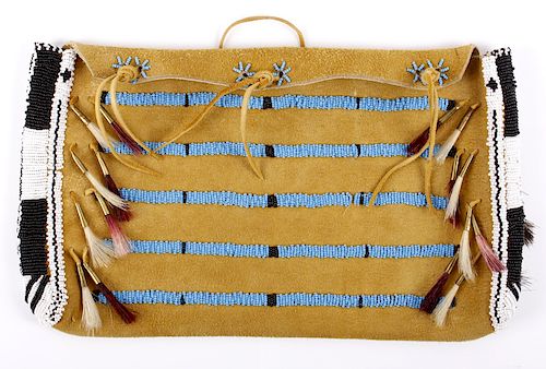 Sioux Tanned Hide Trade Seed Beaded Document Bag
