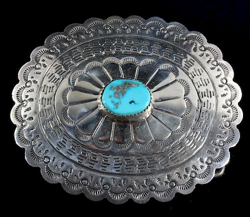 Navajo Turquoise and Sterling Silver Belt Buckle