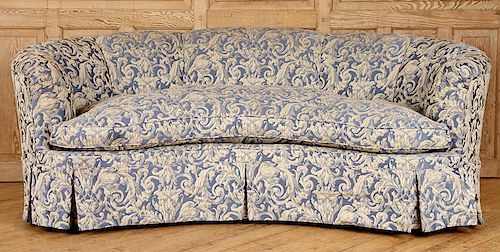 CRESCENT FORM FRENCH SOFA UPHOLSTERED CIRCA 1940