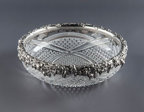 American Cut Crystal Bowl with Sterling Rim