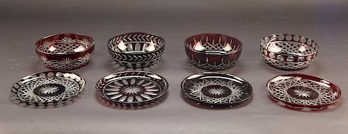 4 Sets Cut to Clear Finger Bowls & Underplates