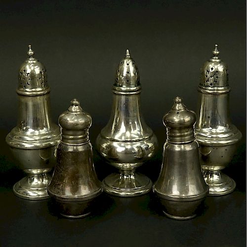 Collection of 5 Sterling Salt & Pepper Shakers