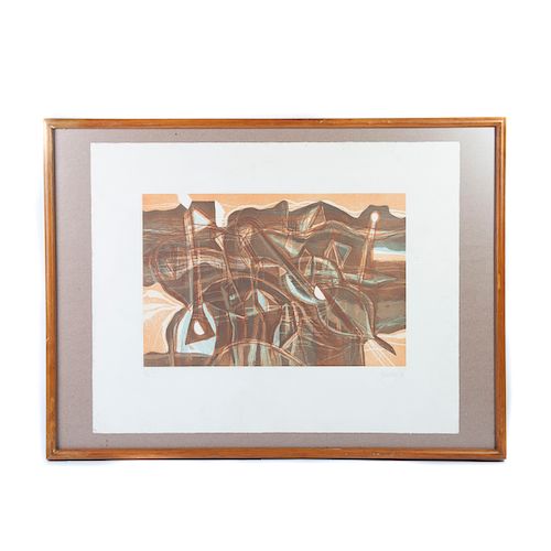 Gabriel Macotela (Guadalajara, Jalisco, 1954 - ) Sin título. Grabado, 2/40 Firmado y fechado 96. Enmarcado. 30 x 45 cm.