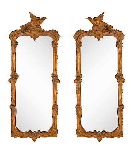 Pair French Style Gilt & Gesso Wall Mirrors