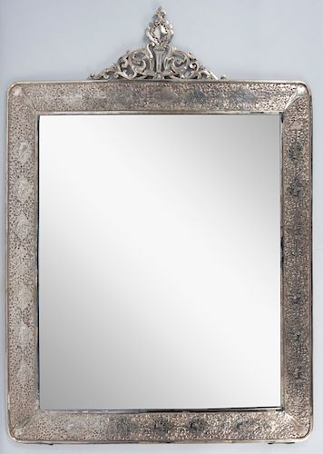 Ornate Silver Plate Wall Mirror