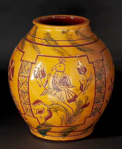 Large Breininger Sgraffito Decorated Jar