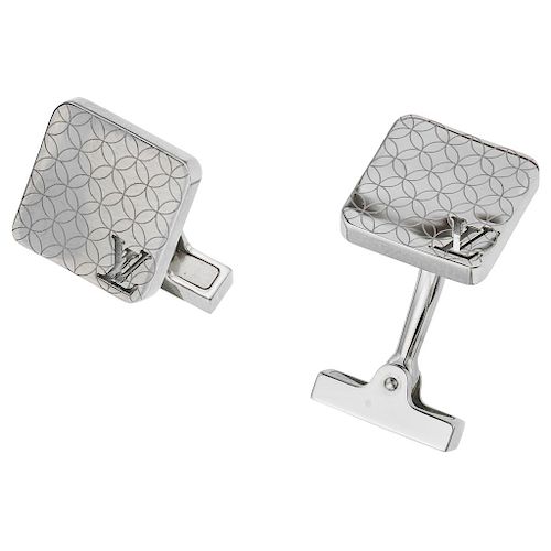 LOUIS VUITTON Champs Elysées steel pair of cufflinks. sold at auction on  14th November