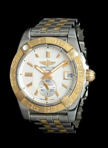 A Stainless Steel and 18 Karat Rose Gold 'Galactic' Wristwatch, Breitling,