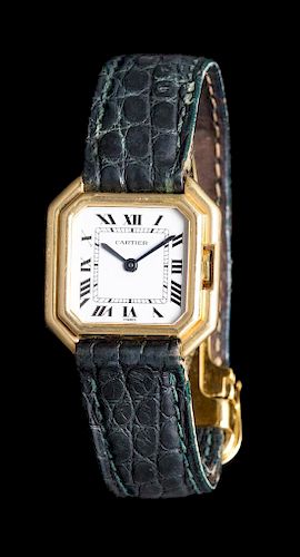 An 18 Karat Yellow Gold 'Ceinture' Wristwatch, Cartier,