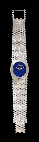 An 18 Karat White Gold and Lapis Lazuli Wristwatch, Bueche Girod,