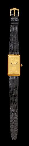 An 18 Karat Yellow Gold and Swiss 15 Gram Ingot Wristwatch, Corum,