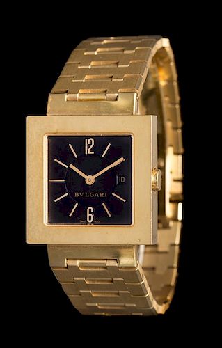 * An 18 Karat Yellow Gold Ref. SQ27 'Quadrato' Wristwatch, Bvlgari,