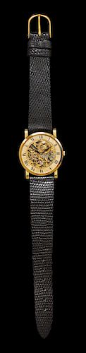 An 18 Karat Yellow Gold Skeletonized Wristwatch, Audemars Piguet,