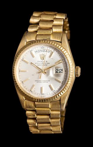 An 18 Karat Yellow Gold Ref. 1803 Oyster Perpetual Day-Date 'President' Wristwatch, Rolex, Circa 1971,