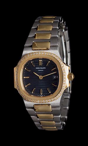 An 18 Karat Yellow Gold, Stainless Steel and Diamond Ref. 4700 'Nautilus' Wristwatch, Patek Philippe,