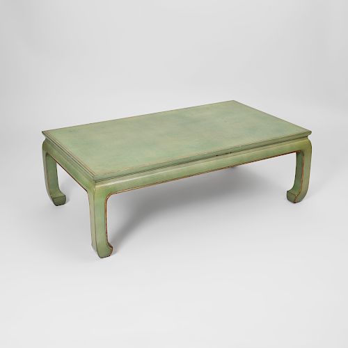 Chinese Style Parcel-Gilt Green Lacquer Low Table