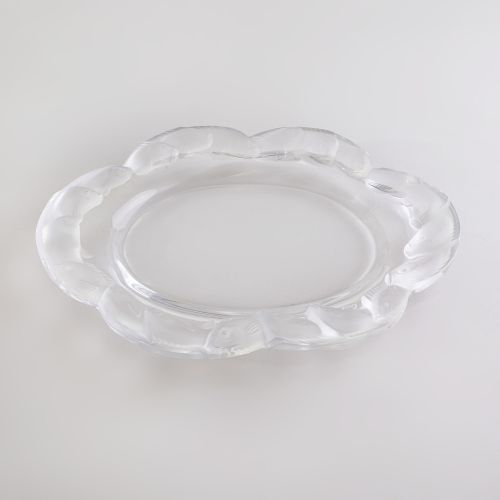 Lalique Glass Dish with Fish Border