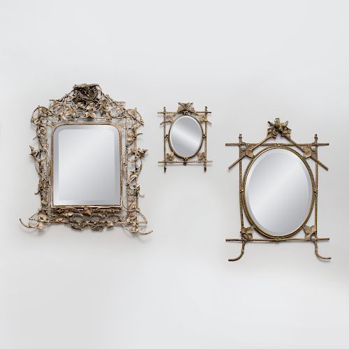 Group of Three Gilt and Silvered-Metal Dressing Mirrors