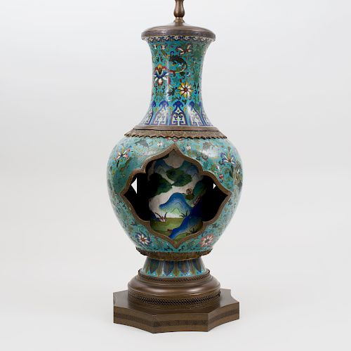 Chinese Cloisonné Jar Mounted as a Lamp
