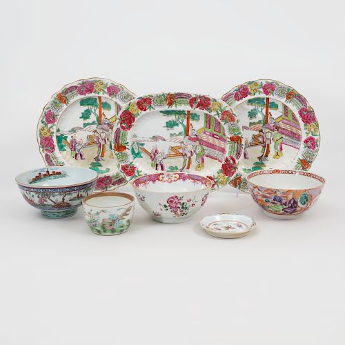 Group of Seven Chinese Export and Chinese Export Style Porcelain Tablewares