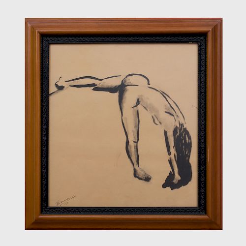 20th Century School: Nude Woman Stretching