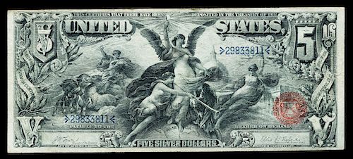 A United States 1896 'Educational' $5 Silver Certificate 