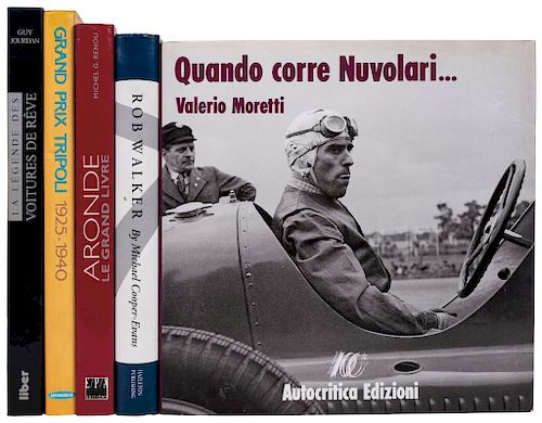 Moretti, Valerio / Jourdan, Guy / Renou, Michel G. / Cooper-Evans, Michael.  Lote de Libros sobre Pilotos y Carreras. Piezas: 5.