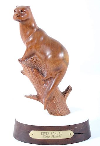 Original Gary Riecke Wood Otter Sculpture c. 1979