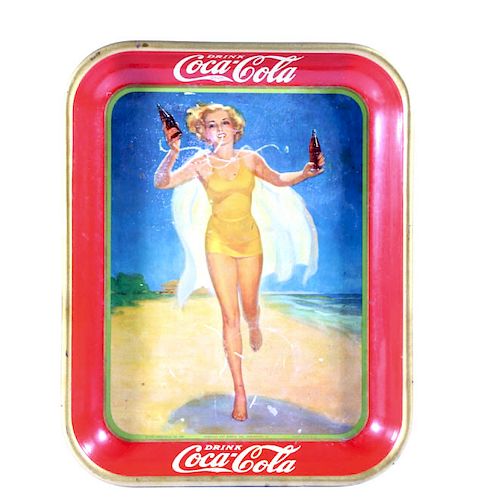 1937 Original Coca-Cola Tin Serving Tray