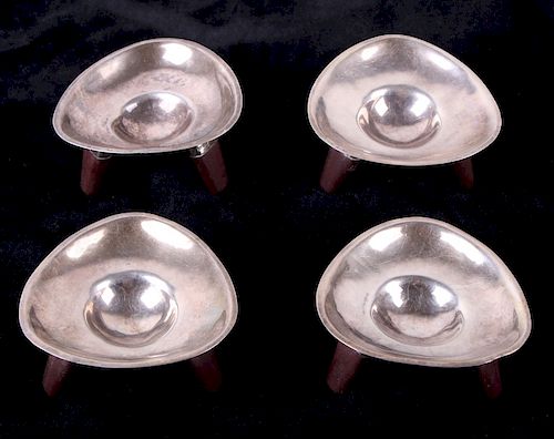 1950's Taxco Sterling Silver and Rosewood Dishes