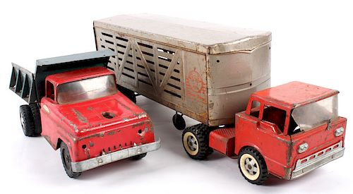 Tonka Dump Truck and Structo Cattle Truck