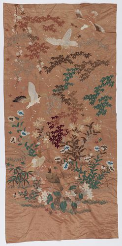Antique Japanese Meiji Embroidery of Birds
