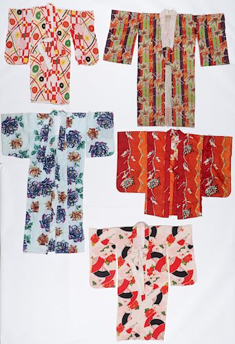 Estate lot of 5 Old Japanese Kimono