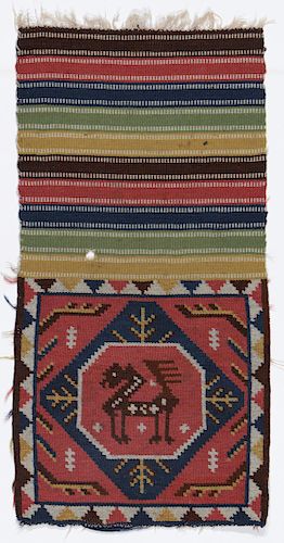Small 19th C. Swedish Pictorial Wool Kilim