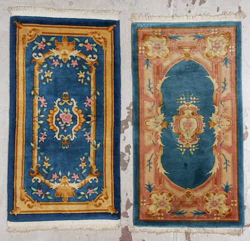 2 Chinese Art Deco Small Rugs: 2'1'' x 4'