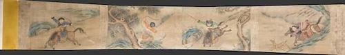 Chinese Hunting Scene scroll after Jin Tingbiao.