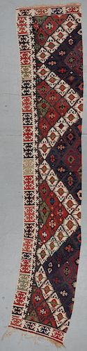 Antique Turkish Kilim Panel: 2'5'' x 12'0'' (74 x 366 cm). 6 lbs
