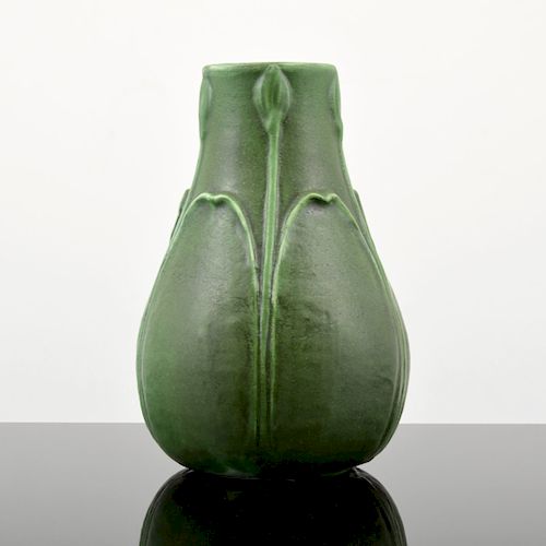 Grueby Vase With Buds & Leaves
