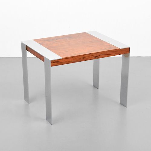 Rosewood & Chrome Side Table, Manner of Milo Baughman