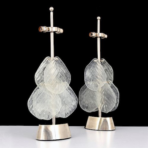 Pair of Global Views Lamps, Manner of Barovier & Toso, Murano