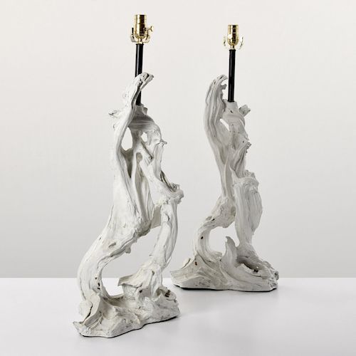 Pair of Driftwood Lamps, Manner of Sirmos