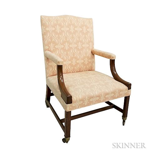 George III Upholstered Mahogany Lolling Chair