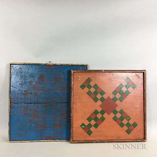 Two Large Painted Pine Game Boards